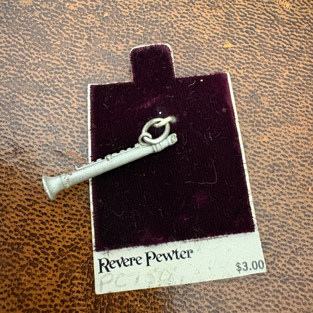 Pewter Clarinet Bracelet necklace pendant Charm vintage revere‎ pewter